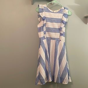 Blue stripe flirty lace dress. Ties in back! Super cute! JOA